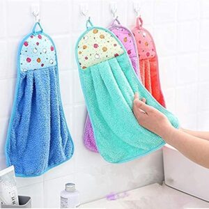 Selli Collection Outlay Home Microfiber Wash Basin Hanging Hand Kitchen Towel Napkin with Ties (44x24 cm, Pack of 4, Multicolor), 200 GSM