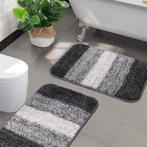 Selli HANDICRAFT Best Home Microfiber Striped Rectangle Shaped Anti-Skid Bath Mats | Soft & Super Absorbent Mats for Shower | Washable, Non-Slip & Quick-Drying Mats, 40x60 CM | (40 X 60 Cm, 1, Pack)